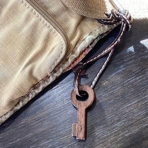 Fossil Brown Wooden Key Hang Tag Charm